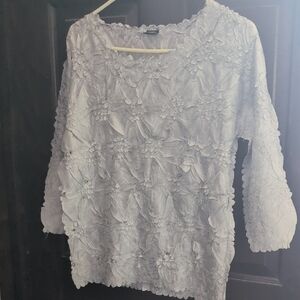 Elegant Women's Lace Blouse - Light Gray